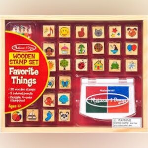 Melissa & Doug Wooden Stamp Set with Multicolor Ink